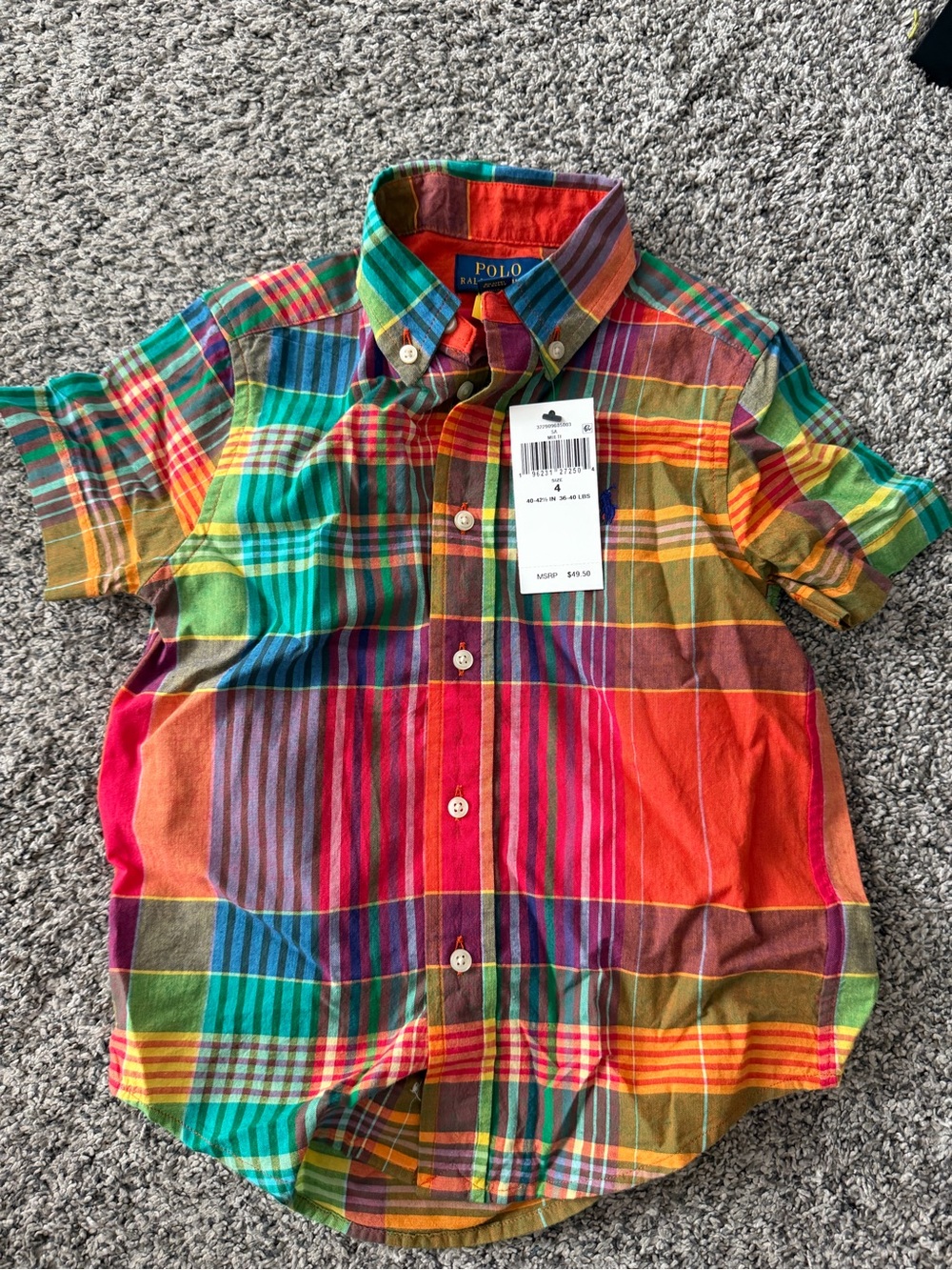 Polo by Ralph Lauren Bright Multicolor Plaid Short-Sleeve Button-Down Shirt